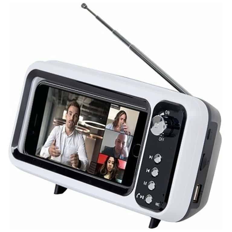 רמקול Bluetooth בעיצוב TV כולל רדיו ומעמד לנייד