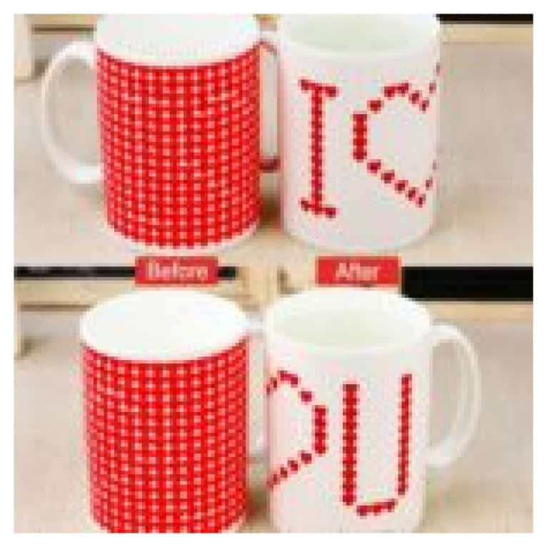 ספל לבבות מחליף צבעים "I ❤ U"