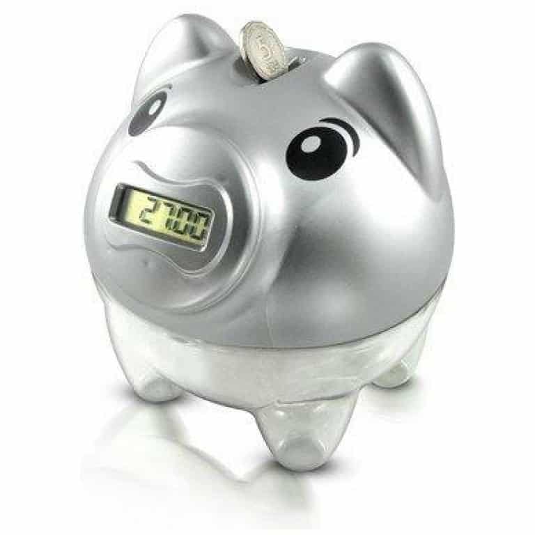 קופת חיסכון לילדים סוּפֶּר-קוּפָּה קופת חיסכון חכמה-דגם דיגי-פיגי-כסוף