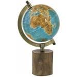 גלובוס מדיני עם קשת מתכת על בסיס עץ עגול