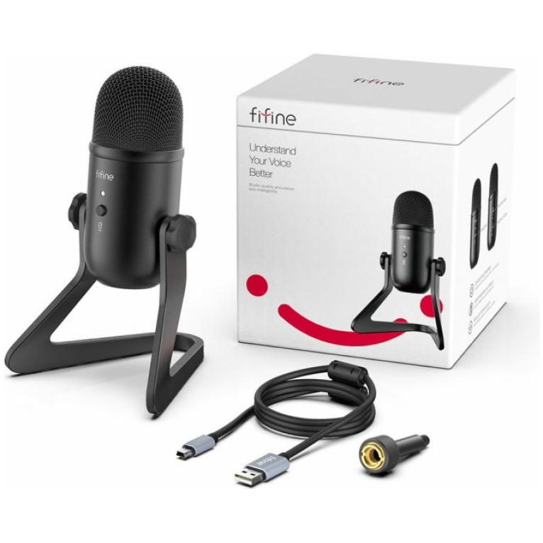 מיקרופון USB, כולל יציאת אוזניות, GAIN ו-MUTE Fifine k678