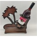 מעמד עץ לבקבוק יין - אקזוטי + 2 כוסות