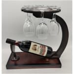 מעמד ליין מעץ קלאסי לבקבוק הכולל 6 כוסות