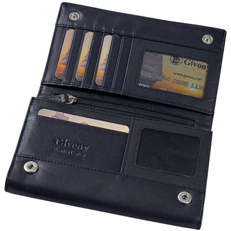 ארנק נשים עור נאפה שחור גבעוני 11X17ס"מ GV-4744