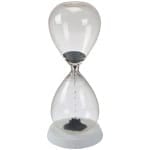 שעון חול מגנטי 60 שניות גדול בסיס עץ לבן מרובע