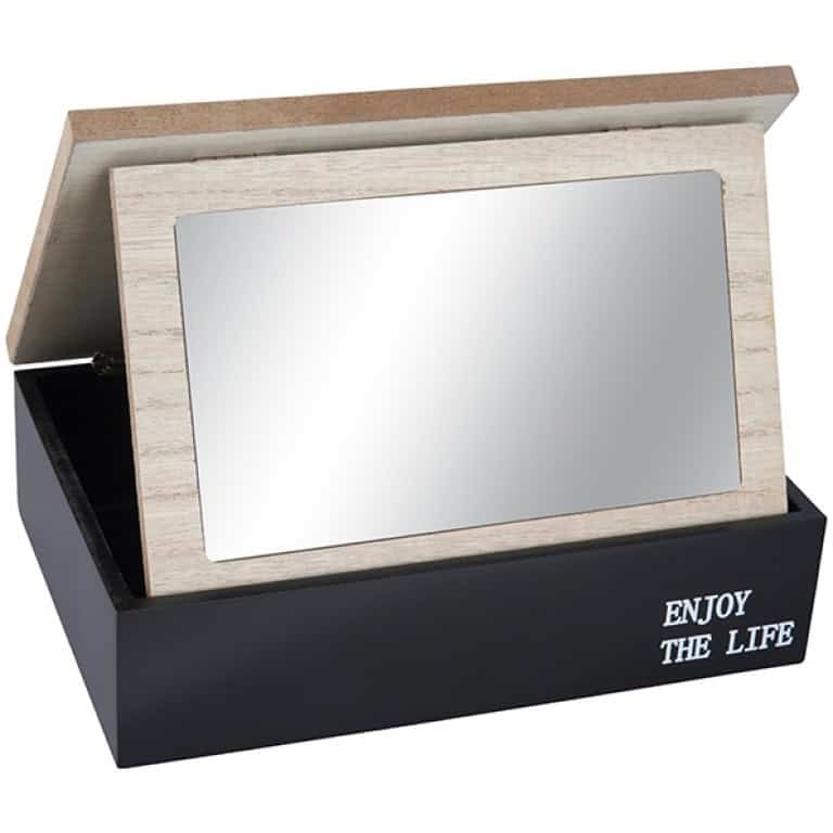 "Enjoy the Life" קופסת תכשיטים מהודרת מעץ עיטורי פרחים