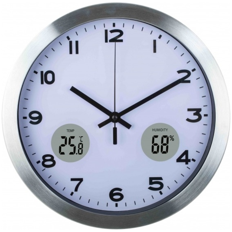 שעון קיר אנלוגי דיגיטלי עם מסגרת אלומיניום