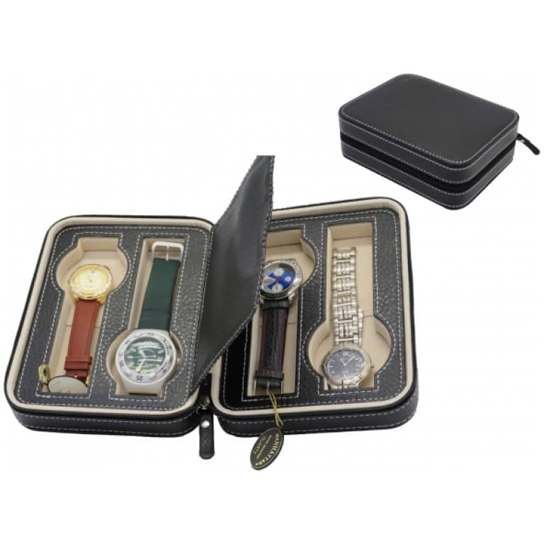 נרתיק נסיעות דמוי עור ל-4 שעונים