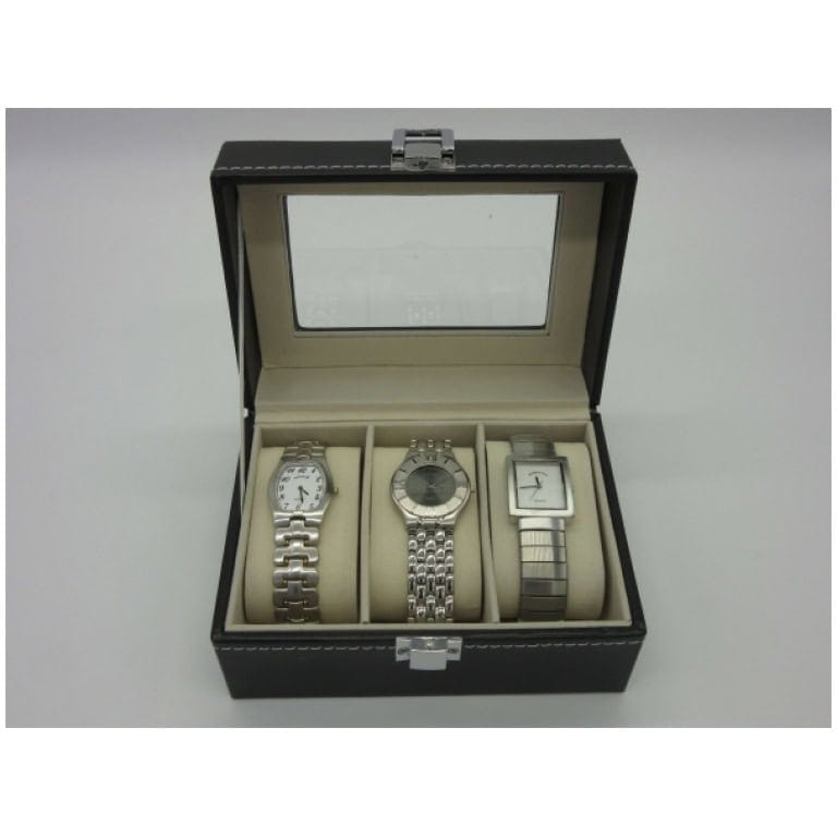 קופסת עור לאכסון 3 שעונים