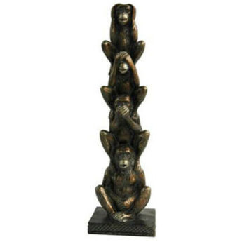 פסל מעוצב ארבעת הקופים מידות : 32 ס"מ