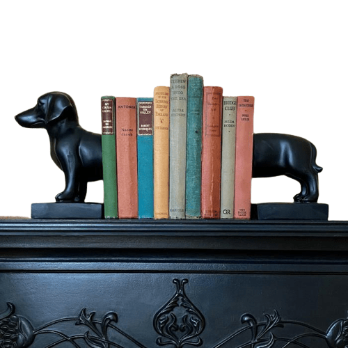 זוג תומכי ספרים כלב נקניק בסגנון וינטג' Sausage Dog