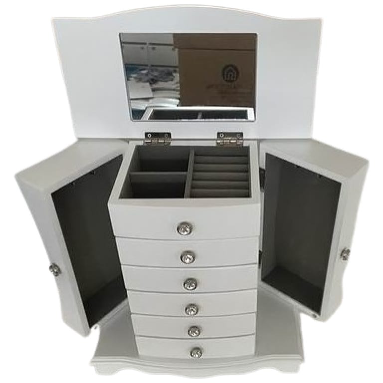 יקינטון - ארונית תכשיטים גדולה מעץ עם 5 מגירות