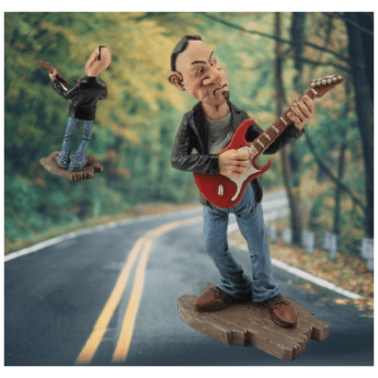 נגן גיטרה חשמלית פסל להקת קריקטורות בעיצוב מיוחד