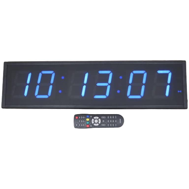 70X19 גדול עם שלט - כחול LED שעון קיר