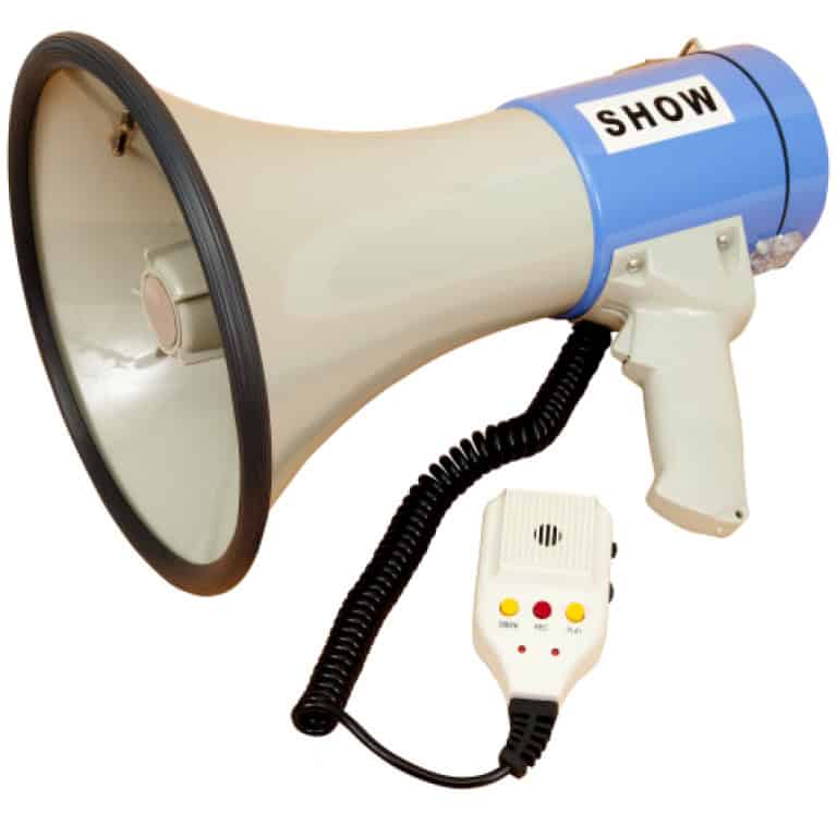 RECORDER מגפון מיקצועי להפגנות עם מיקרופון הקלטה ואופציה לסוללה נטענת ליטיום