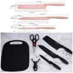 סט סכינים על מעמד מעוצב הכולל גם משטח חיתוך ומספריים – תמונה 4