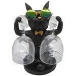 מעמד לשתי כוסות יין בולדוג צרפתי