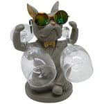 מעמד לשתי כוסות יין בולדוג צרפתי