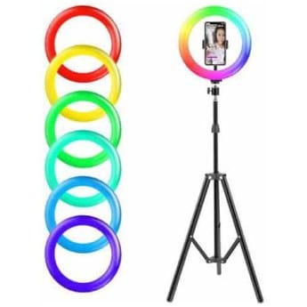רינג לייט RGB צבעוני על חצובה גבוהה