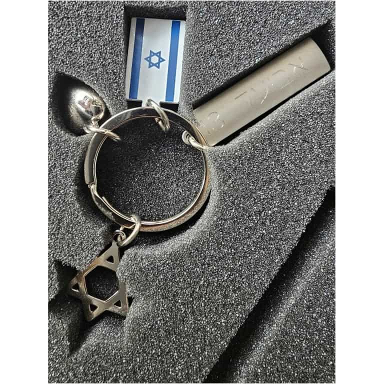 תקריב של מחזיק מפתחות בצורת לב