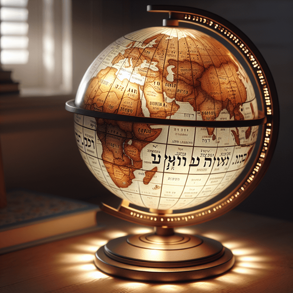 גלובוס דקורטיבי מאיר מפת העולם בעברית 20 ס״מ – מתנה מושלמת לילדים שמשלבת לימוד ועיצוב