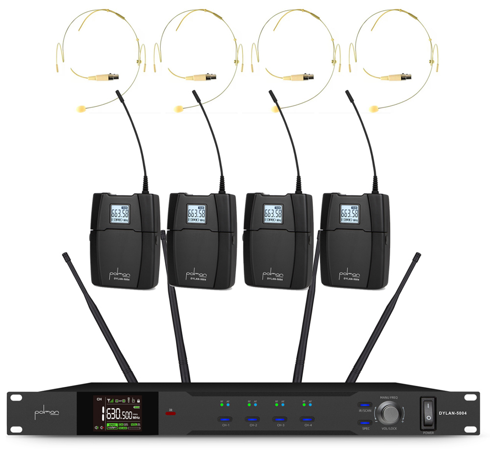 DYLAN-5004-receiver-1.jpg Polman DYLAN-4004, סט 4 מיקרופוני מדונה אלחוטיים
