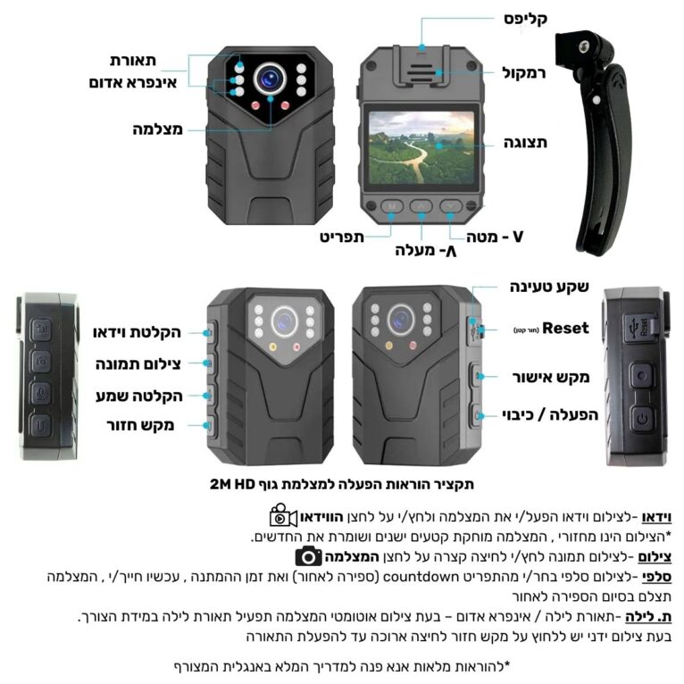 ⁦מצלמת גוף HD עם מסך וכרטיס זיכרון 32GB⁩, תמונה ⁦2⁩