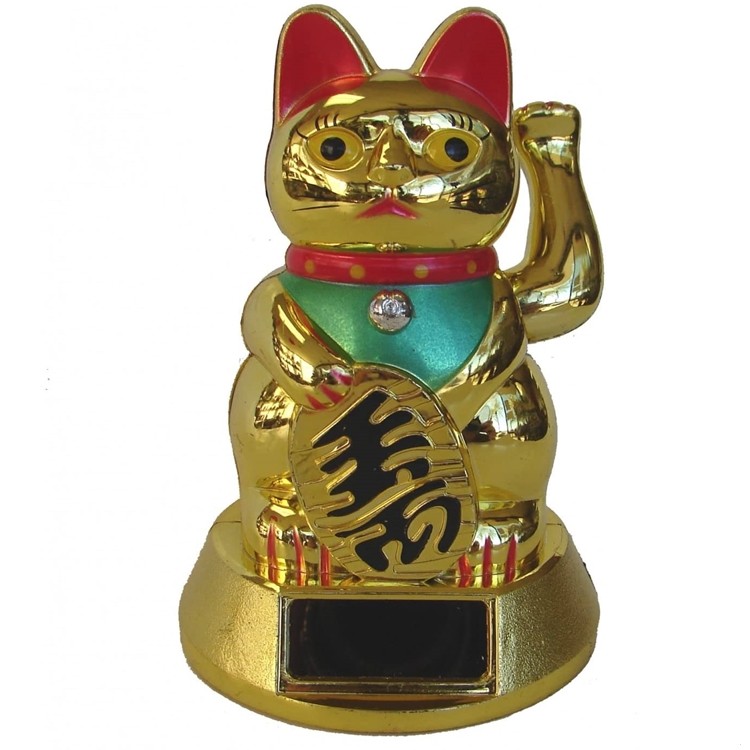 lucky-cat1.jpg חתול מזל זהב סולארי 12 ס"מ, תמונה 1