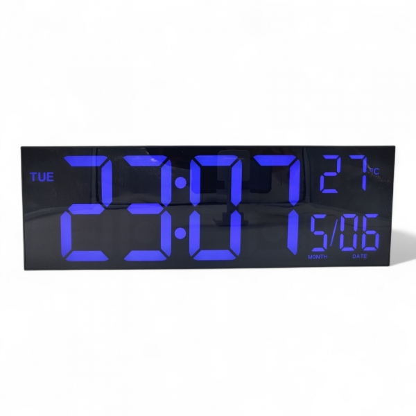 שעון קיר לד RGB מחליף צבעים עם שלט 39x13 ס"מ