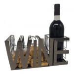 מעמד מתכת לבקבוק יין ופקקי שעם, WINE