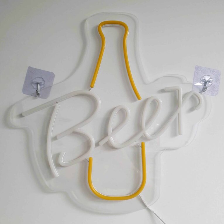 ⁦שלט ניאון LED בצורת בקבוק בירה עם הכיתוב Beer, חיבור USB⁩, תמונה ⁦5⁩