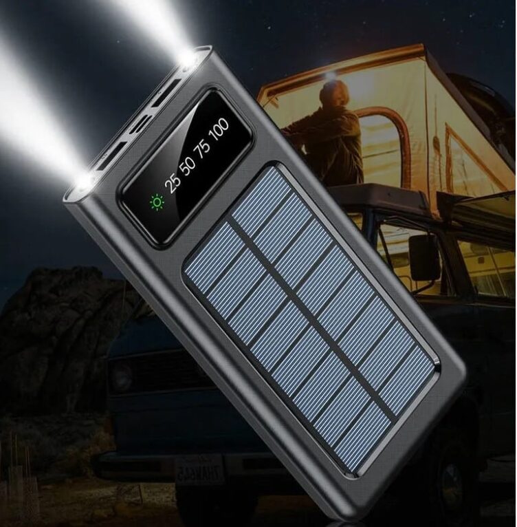 ⁦מטען סולארי 10,000mAh עם כבלים מובנים ומסך⁩, תמונה ⁦4⁩