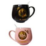 זוג ספלים Mr. Right ו-Mrs. Always Right עם כפיות