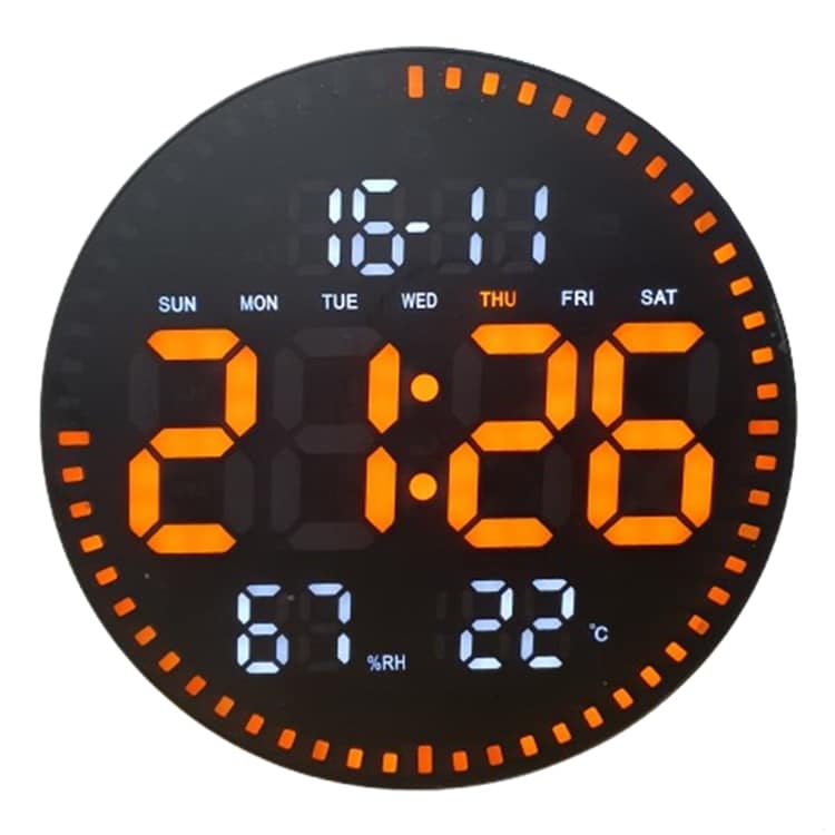 שעון-קיר-לד1.jpg שעון קיר דיגיטלי LED עם שלט, תאריך וטמפרטורה, תמונה 1